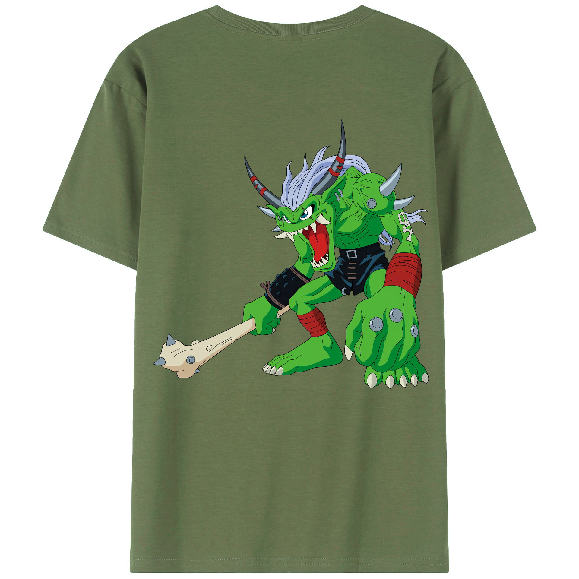（画像用） Digimon デジタルモンスター/デジモン 綿100％ メンズ半袖Tシャツ（バックプリント） 通気性